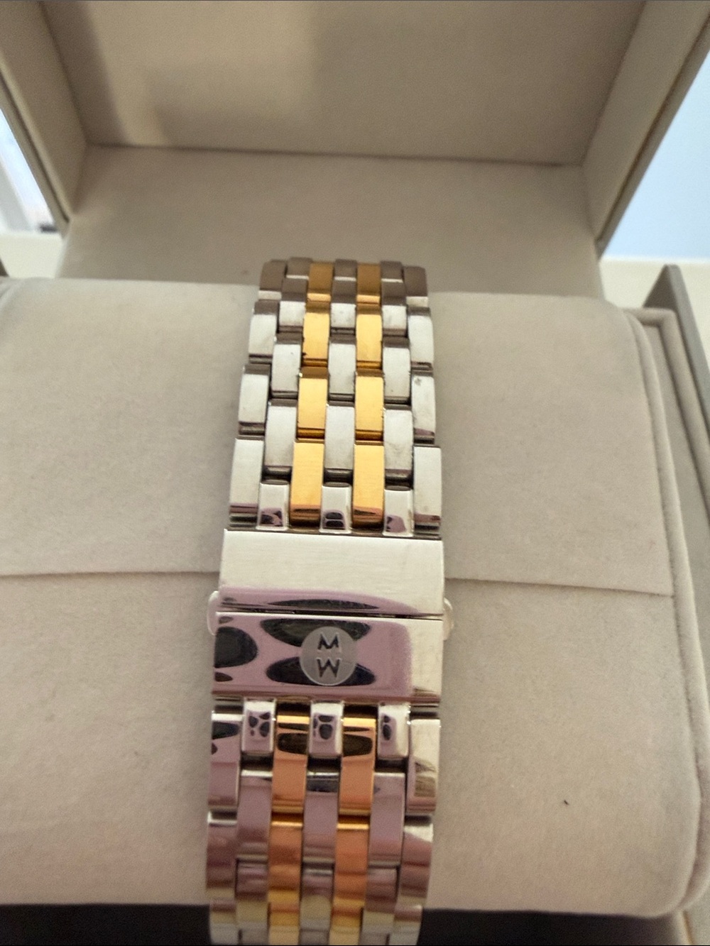 Michele Two-Tone Gold and Silver Diamond Bezel Women's Watch - Picture 7 of 12